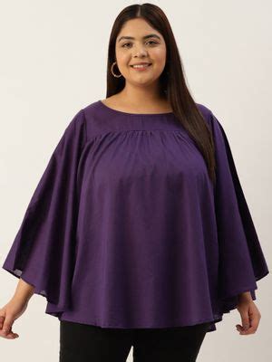 Buy theRebelinme Plus Size Womens Purple Solid Color Flared Sleeve ...