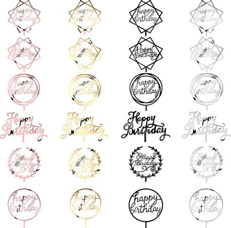 24 Pieces Acrylic Happy Birthday Cake Topper Glitter India | Ubuy