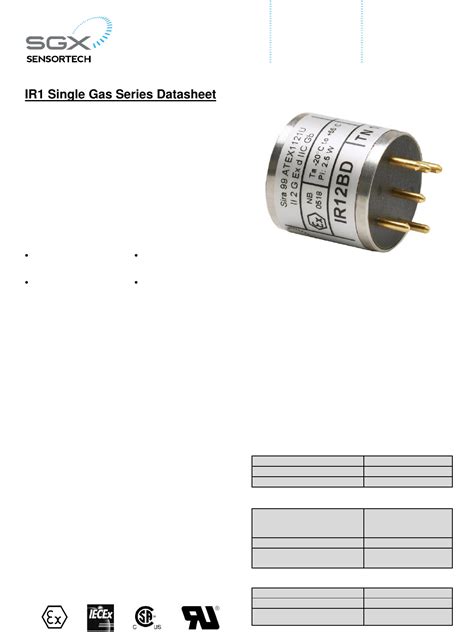 IR1 Single Gas Series by Amphenol SGX Sensortech Datasheet | DigiKey