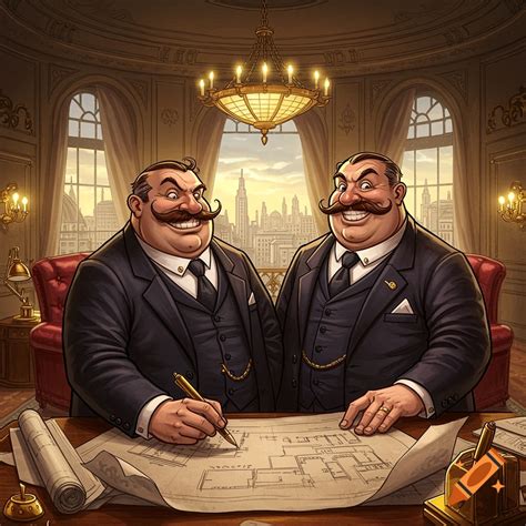 Two competing evil mastermind architects from the 1920s, one with a ...