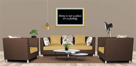 Adorn India Exclusive Two Tone Alica 3-1-1 Five Seater Sofa Set (Brown ...