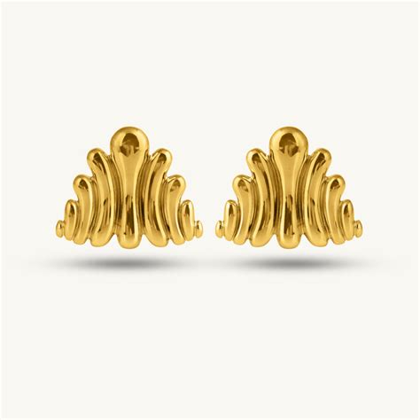 Triangular Curved Wave Stud Earrings – PALMONAS
