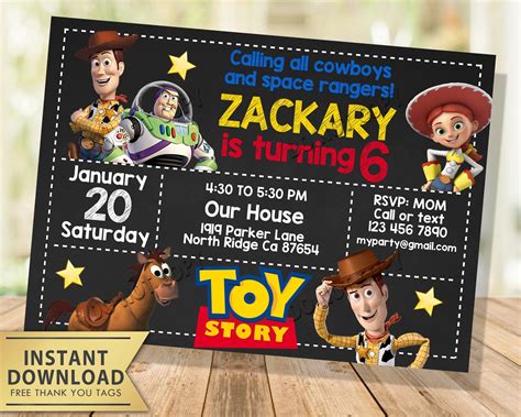 Toy Story Birthday Templates Blank Toy Story Birthday Invitation