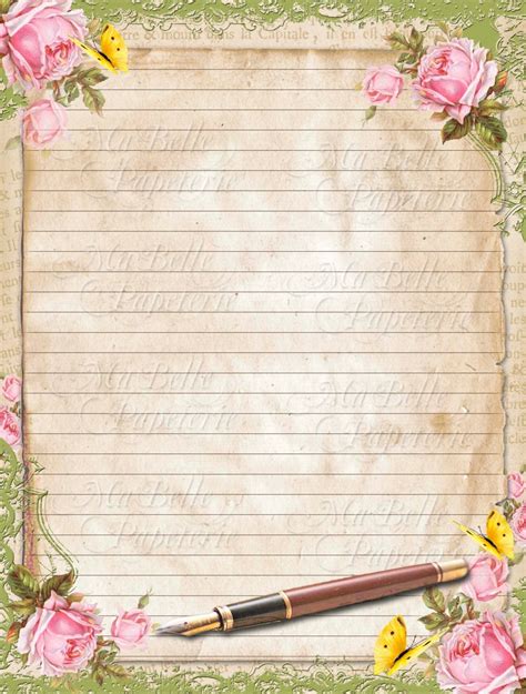 Vintage Style Shabbby Chic Lined Letter Writing Paper with