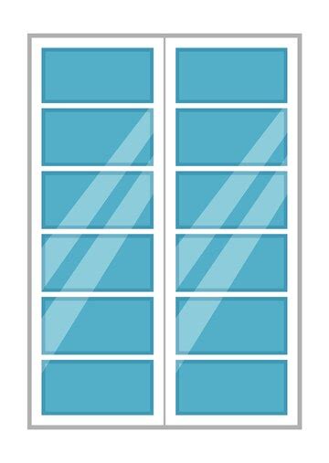 Rectangular building window with blue glass reflection isolated on ...