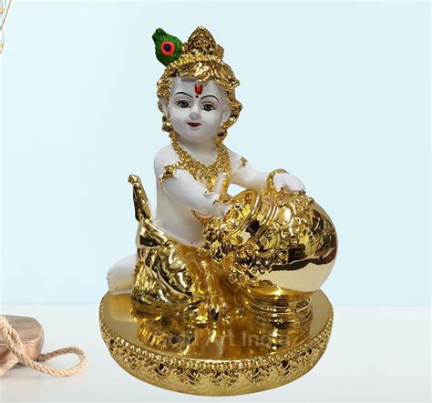 Buy Gold Art India Makhan Krishna Idol for Home Decor| Laddu Gopal ...