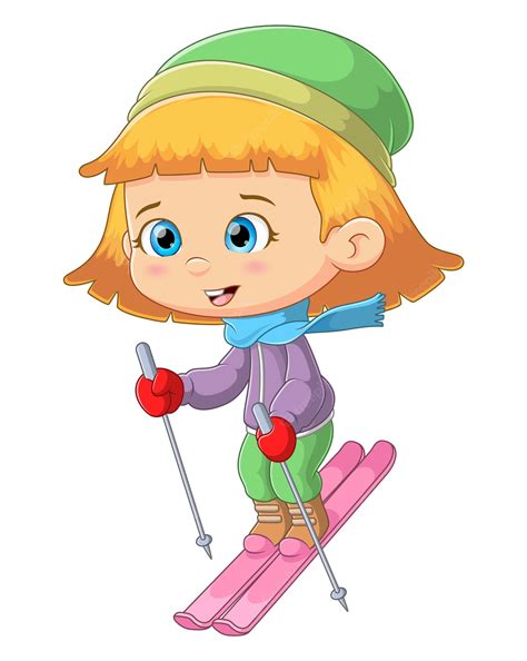 Girl Skiing Clipart