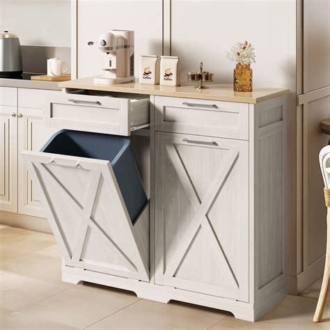 Amazon.com: DWVO Tilt Out Trash Can Cabinet, Garbage Cabinet for ...