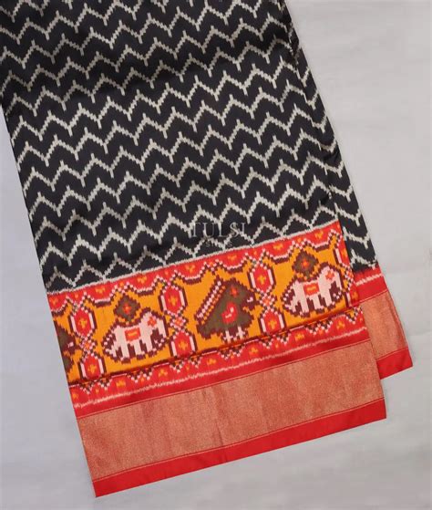 Buy Black Ikat Silk Saree T576956