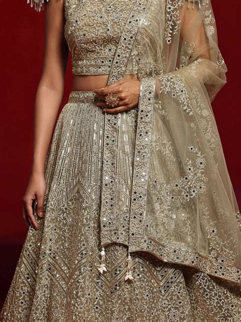 Buy Libas Art Beige Embellished Net Lehenga Set Online at Rs.7499 | Libas