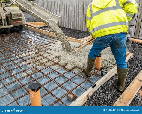 Concrete Pouring for the Basement of a Building- Concrete Slab Stock ...