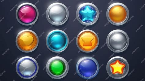 Premium Vector | A bunch of buttons with a star on the top and the ...