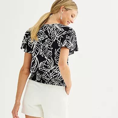 Women's Nine West Banded Flutter Sleeve V-Neck Top