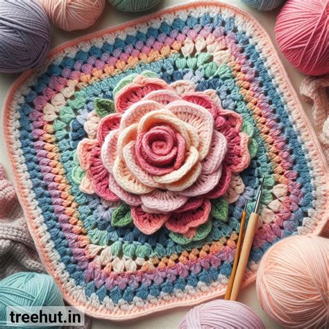 Rose Granny Square Crochet Ideas. how to make them and what to make ...
