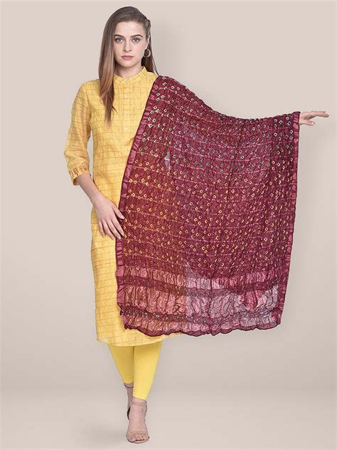 Maroon Bandhini Silk Dupatta Dupatta Bazaar