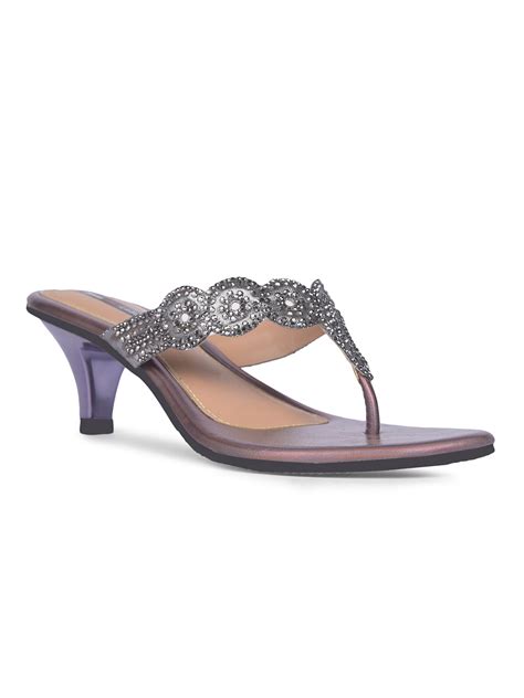Bata Women Gunmetal Block Heel Thong Sandal | Bata | HalfPe