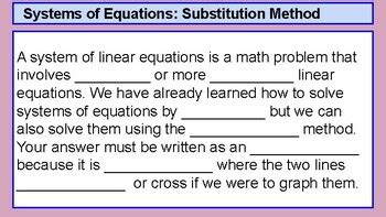 Image result for Substitution Equation Examples