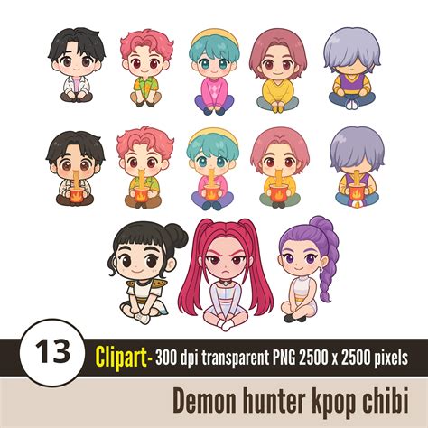 Kpop Demon Hunters 13 Pack | Cute Kawaii Chibi Pack , Instant Download ...