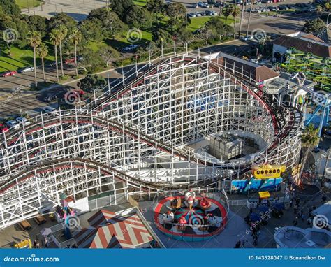 Aerial View Iconic Giant Dipper Roller Coaster in Belmont Park, San Diego, USA Editorial ...
