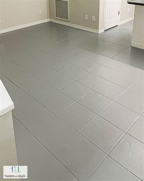 painted gray tile with Rust-Oleum floor paint Painted Kitchen Floors ...