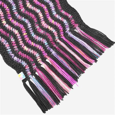 Black and Multi Zigzag Scarf with tassels - 3331 – Magic Needles