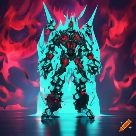 Stunning humanoid mecha design inspired by gurren lagann engulfed in ...