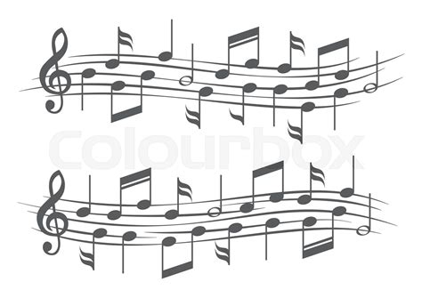Music notes on staves | Stock vector | Colourbox