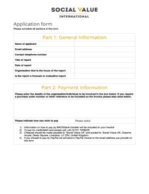 Fillable Online Application Form - Social Value UK Fax Email Print ...