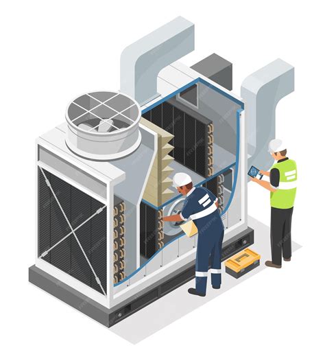 Premium Vector | Engineer and technician maintenance service hvac ...
