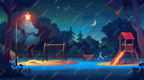 Premium Photo | The night time playground in a dark city park is filled ...