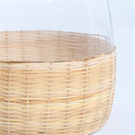 Buy Splendid Santorini Glass and Rattan Hurricane Candle Holder from ...
