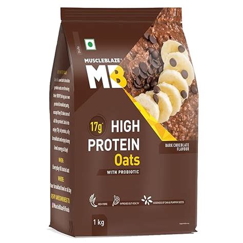 MuscleBlaze High Protein Oats with Added Probiotics, 17 g Protein ...
