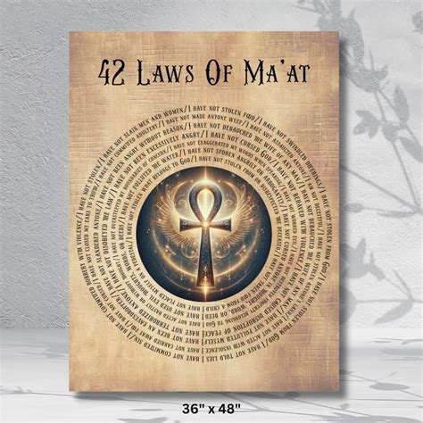 42 Laws of Maat Poster, Egyptian Art, Ancient Egypt Wall Art, Ankh ...