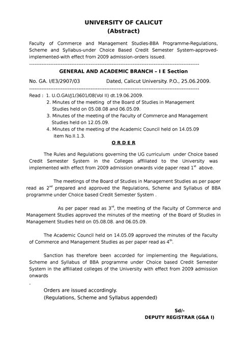 1-6 Semester BBA Syllabus OF Calicut University 2022-2023 - UNIVERSITY ...