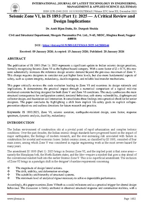 Critical Review of IS 1893 (Part 1): 2025 for Seismic Zone VI Design ...