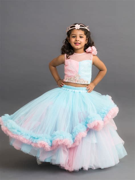Sky Blue -Pink Frill – Little Angels Clothing