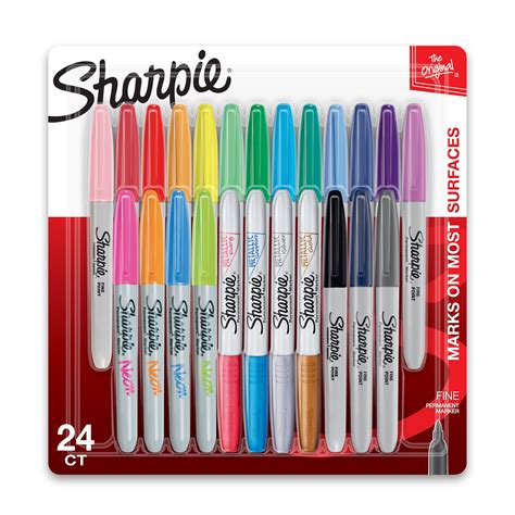 Sharpie Permanent Markers, Fine Point, Assorted Colors, 24 Count Pack ...