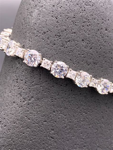 CZ Sterling Silver Tennis Bracelet, Fake Diamond 925 Line Bracelet ...