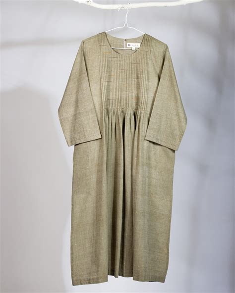 Handwoven pure cotton breezy dress- Grey/Taupe | Karomi crafts