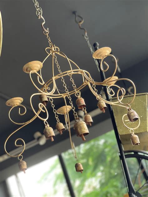 Hanging diya stand in copper bell craft – Handpicked