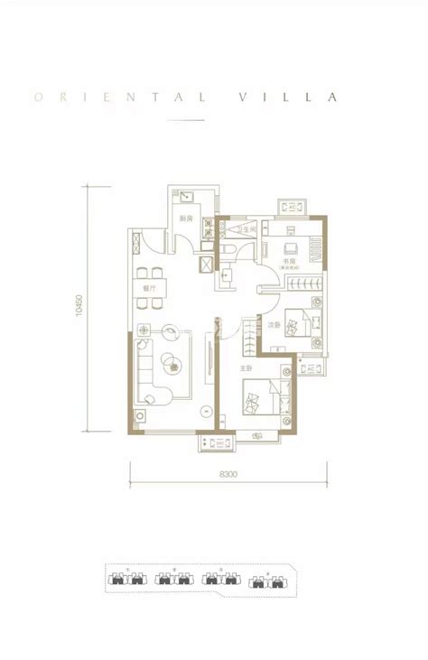 万景峰汇B2户型，万景峰汇3室2厅2卫1厨约101.00平米户型图，朝南朝向 - 眉山安居客