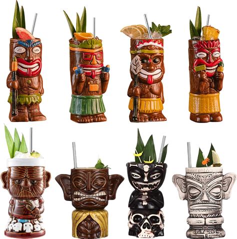 Amazon.com: BARCONIC Tiki Mugs Drinkware Package 4 - Set of 4 : Home ...