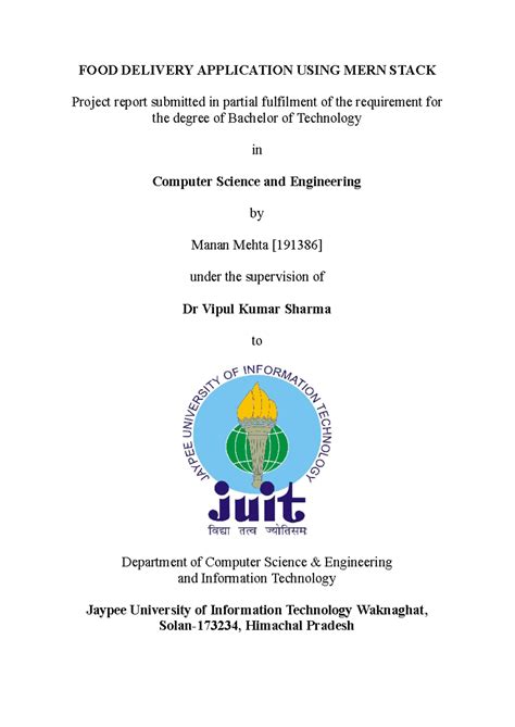 Final Project Report: Food Delivery App Using MERN Stack (CSE 191386 ...