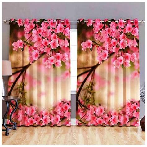 Buy BFV 3D Beautiful Flowers Digital Printed Polyester Fabric Curtains ...