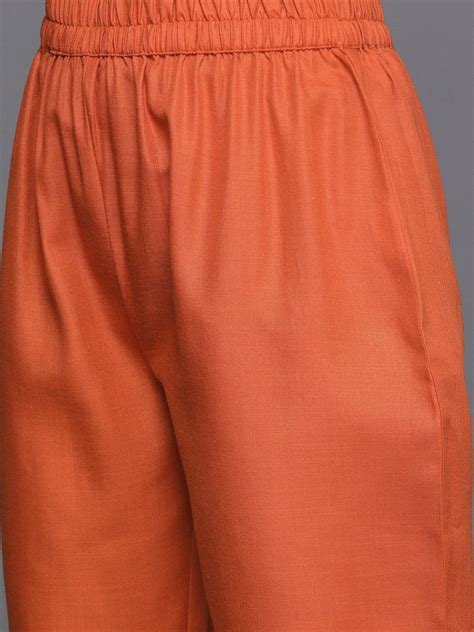 Varanga Women Rust Thread And Zari Embroidered Kurta With Bottom