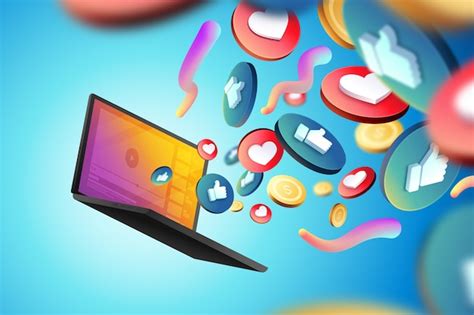 3d social media icons background | Free Vector