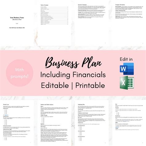 Microsoft Excel Business Plan Template 的图像结果