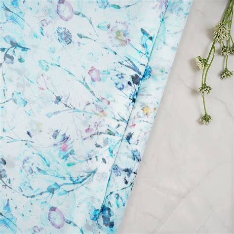 Buy (Pre-Cut 1.55 Mtr)Multi Color Floral Pattern Digital Print Silk ...