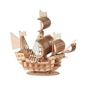 MYADDICTION Wooden 3D Sailboat Puzzle Shape Development Montessori Toy ...