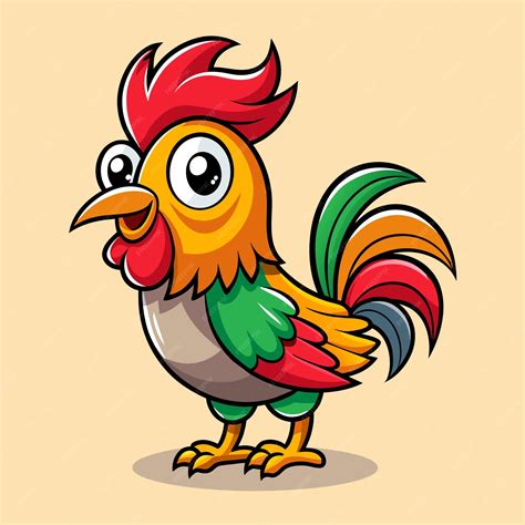 Ilustración de pollo alegre para presentaciones de marcas | Vector Premium